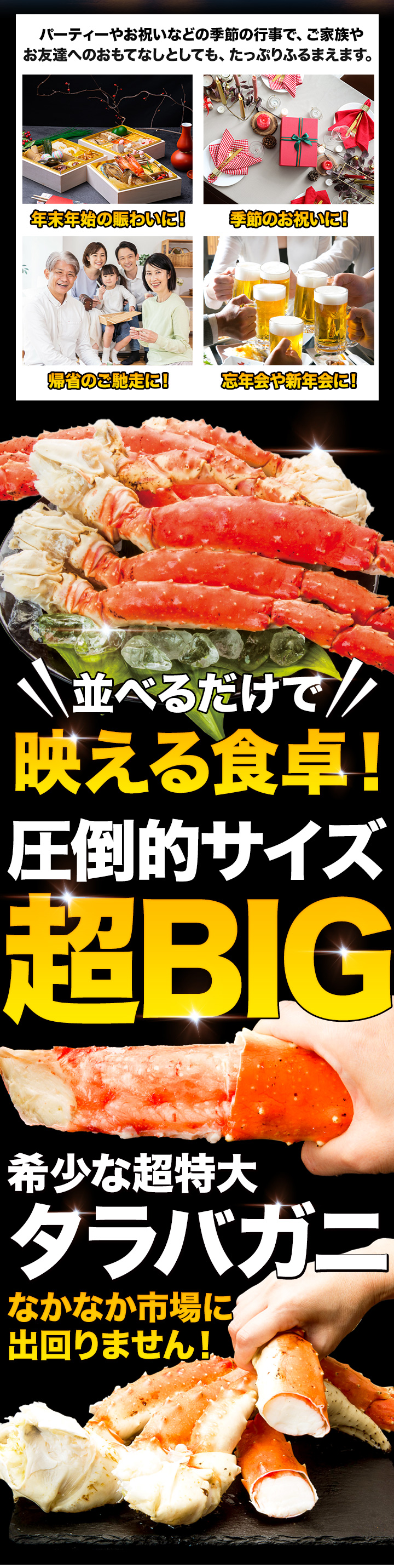 並べるだけで映える食卓！圧倒的サイズ超BIG 希少な超特大タラバガニ なかなか市場に出回りません！